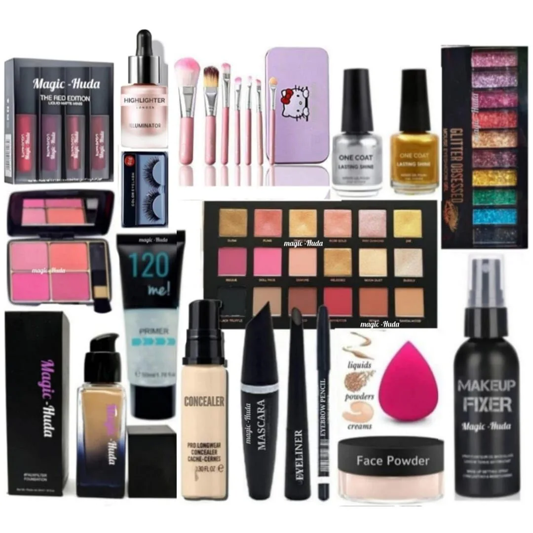 Magic Huda HD Professional Makeup Combo Kit For Women & Girls All Products In 1, Box For girls and wome.(Set of-18)